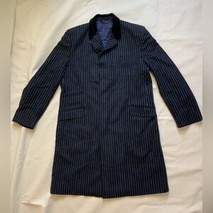 New & Lingwood Full Monty Wool Pinstripe Overcoat 44